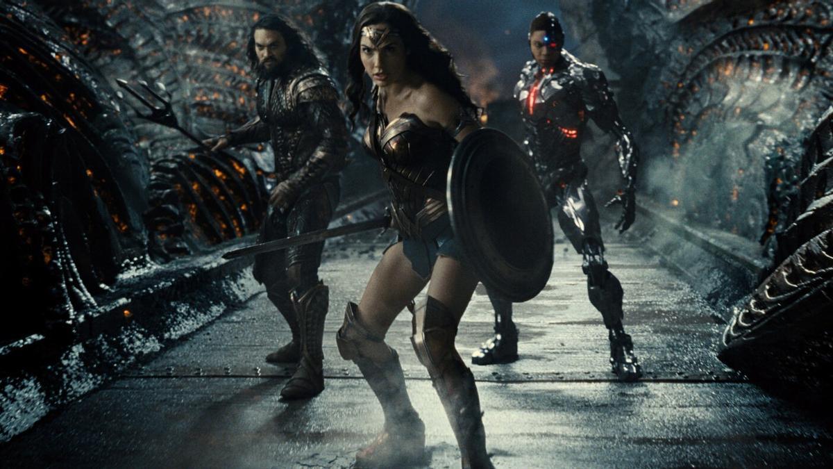 Aquaman, Wonder Woman y Cyborg, en 'La Liga de la Justicia de Zack Snyder'.