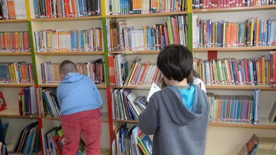 Unos niños en una biblioteca escolar.   | // NOE PARGA