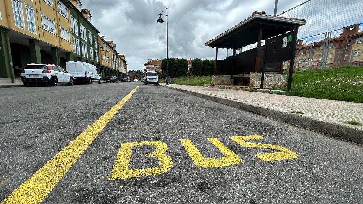La parada de autobús de Coto Carcedo.