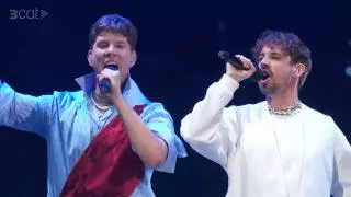 Fredrik Strand i Julien Leone cantant «Don’t let the sun go down on me» a la primera semifinal d'Eufòria