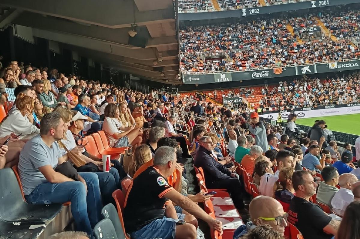 Imagen de una parte del sector 5 de Mestalla, cerca de donde se sienta el denunciado.