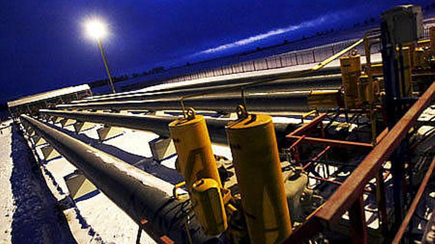 Vista general de la estación de medición de gas de Sudzha, en Rusia, cerca de la frontera con Ucrania.