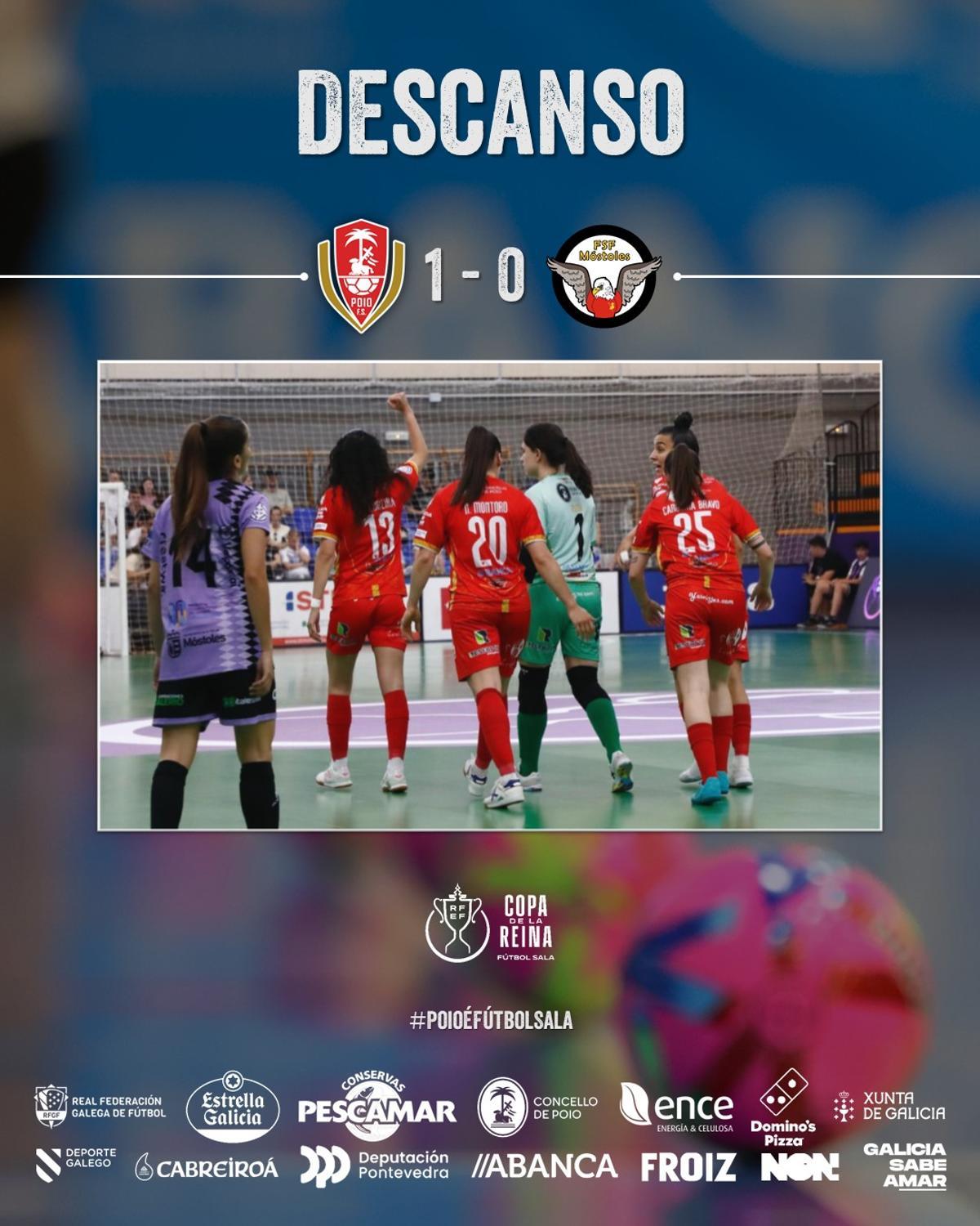 Las jugadoras del Poio celebran el primer gol del encuentro.
