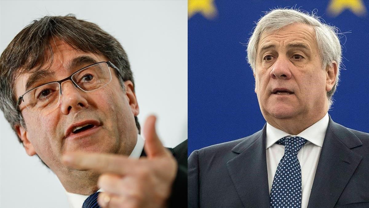 Carles Puigdemont y Antonio Tajani
