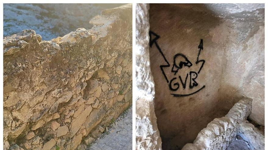 Causen destrosses en dos parts de la muralla medieval de Bocairent