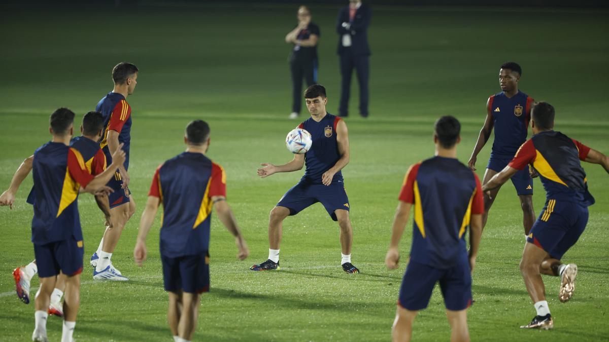 Entrenamiento del la selección española en la víspera del encuentro con Japón.