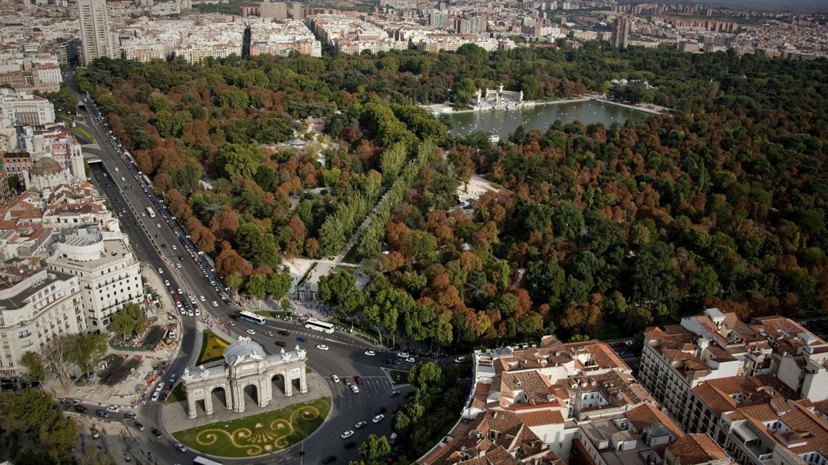 Vista aérea del Parque del Retiro