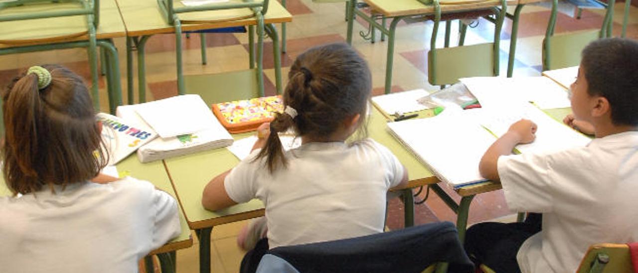 Alumos en un colegio de la capital grancanaria.