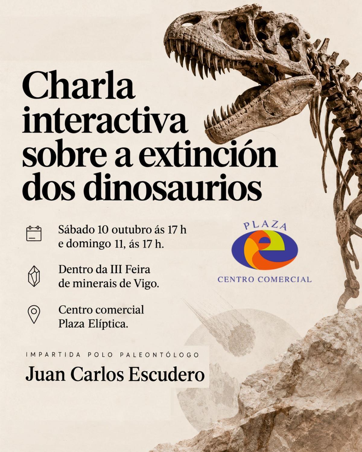 Cartel de la charla del paleontólogo Juan Carlos Escudero.