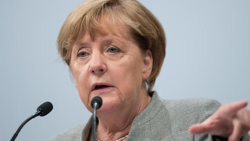 Angela Merkel durante su mitin en Dortmund.