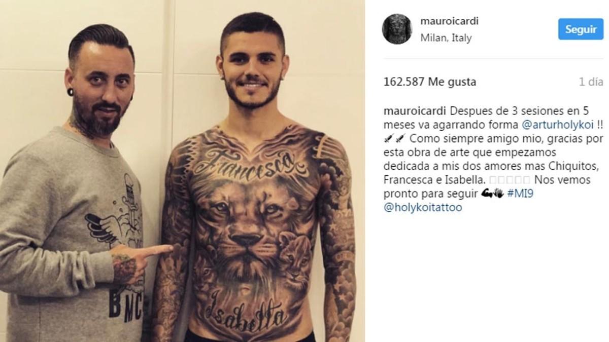 Mauro Icardi enseñó en Instagram su nuevo tatuaje