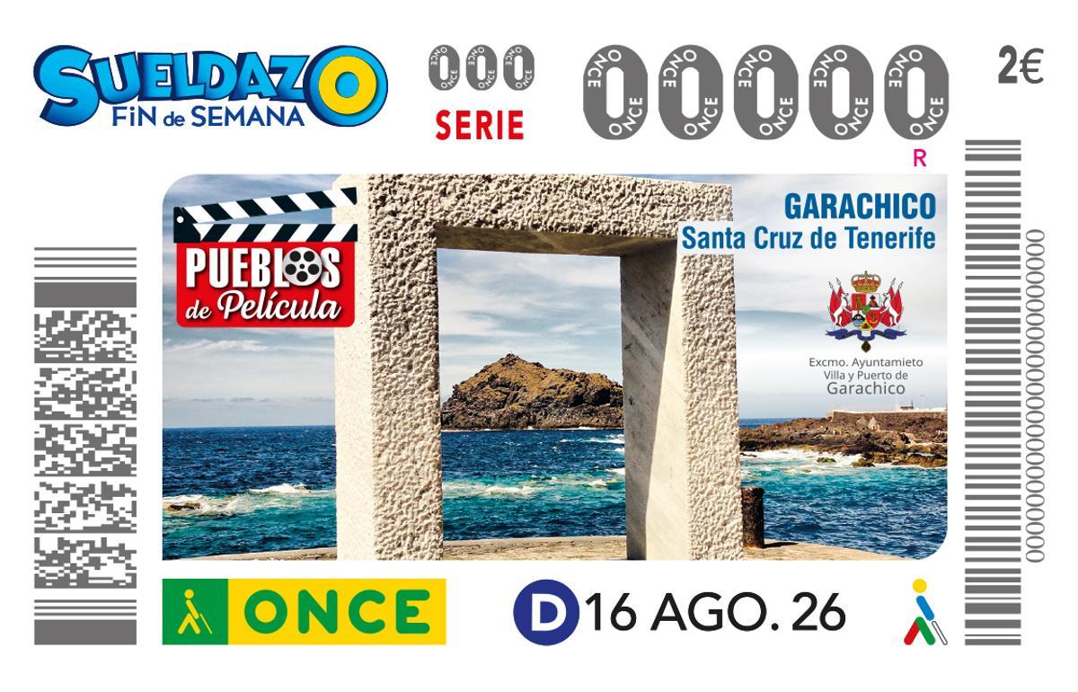 Cupón de la ONCE protagonizado por Garachico.