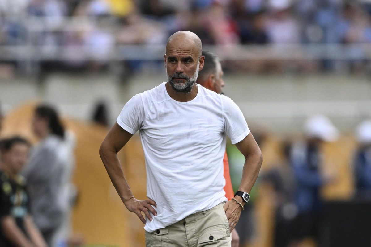 Pep Guardiola, durante el partido ante la Juventus