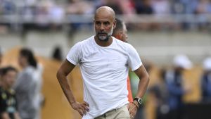 Pep Guardiola, durante el partido ante la Juventus