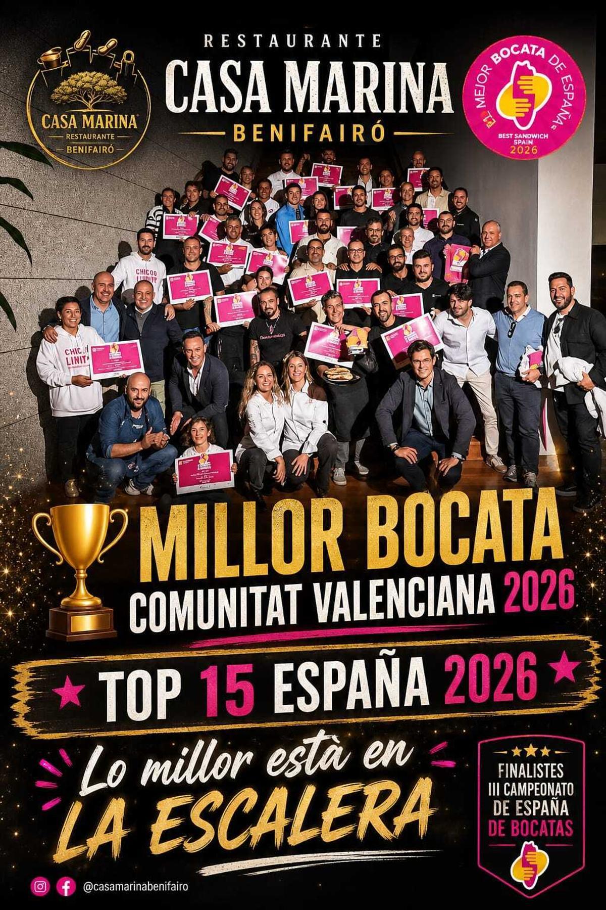 El cartel oficial de los últimos premios ganados por Raúl Huet y su familia