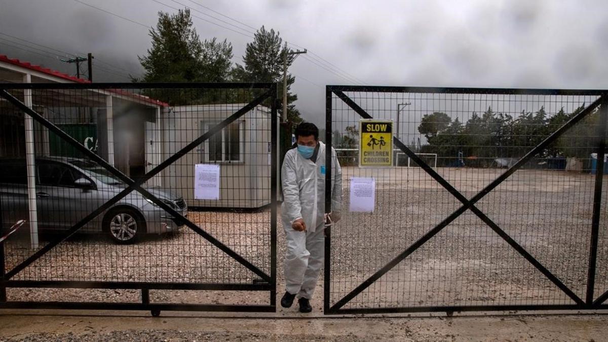 Campo de refugiados de Malakassa, en cuarentena.