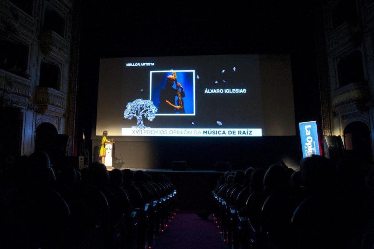 Anuncio dos gañadores na última edición dos XVIII Premios Opinión da Música de Raíz.