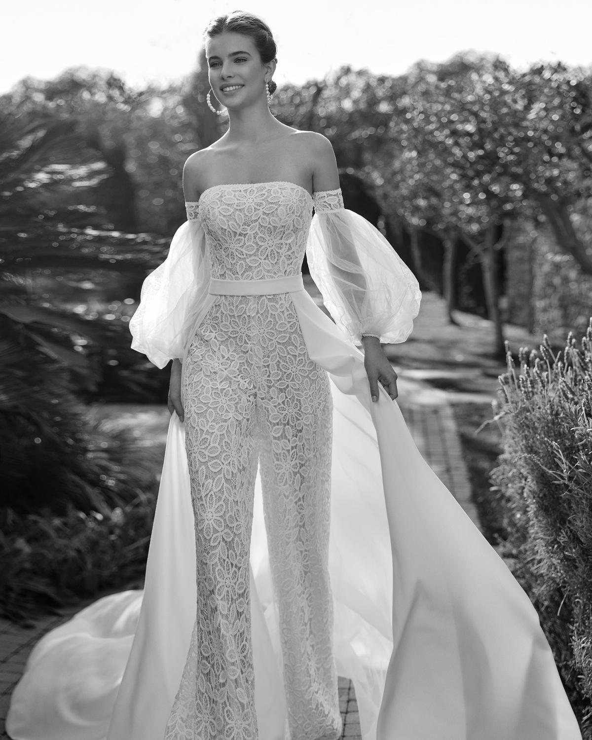 Vestido pantalón de novia de dos piezas