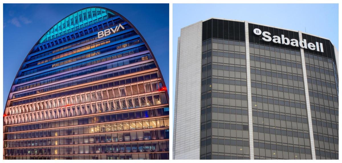 Sedes del BBVA y el Sabadell.
