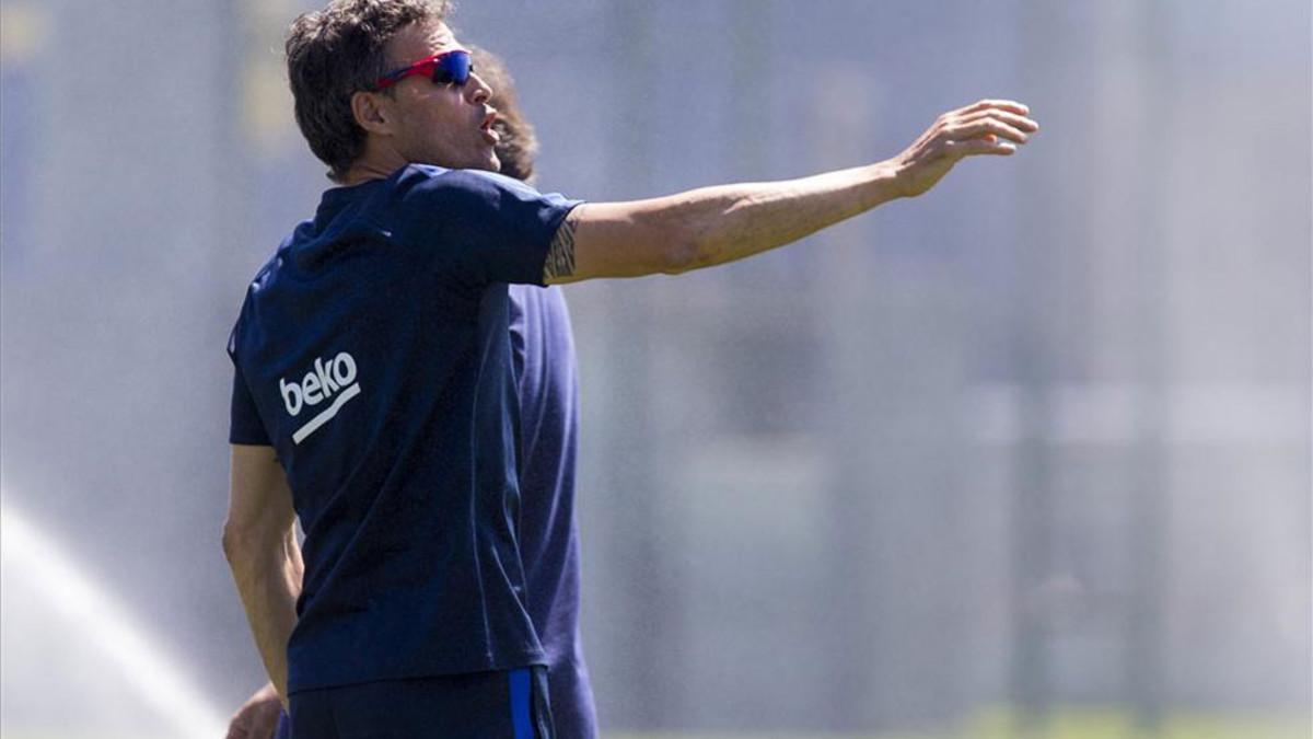 Luis Enrique, durante un entrenamiento