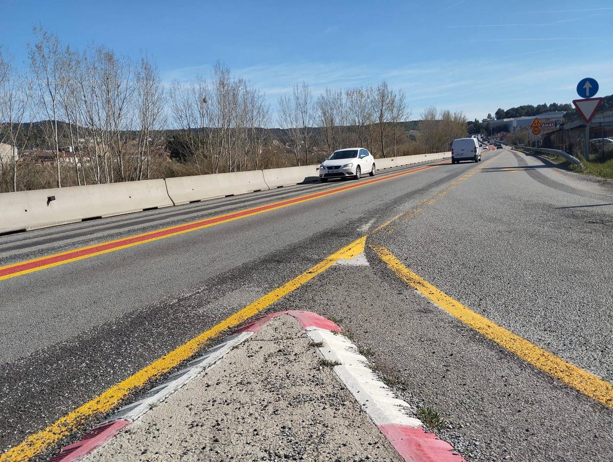 El tram de Sant Vicenç de la C-55 està actualment en obres per fer-hi un tercer carril