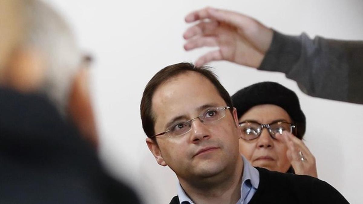 El número dos del PSOE, César Luena, este domingo durante un acto del partido en Madrid.