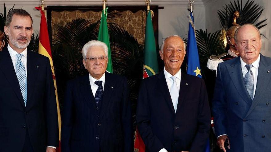 Felipe VI, Sergio Mattarella,  Marcelo Rebelo y Juan Carlos.