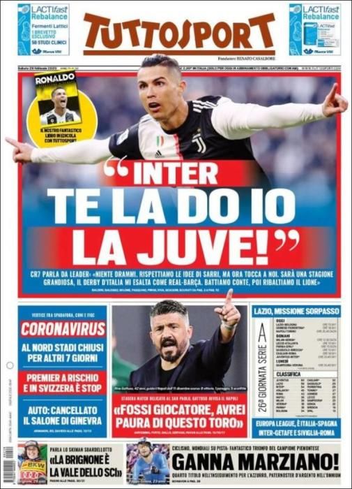 Portada TUTTOSPORT sábado 29 febrero 2020