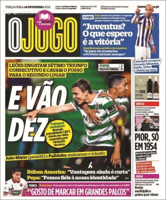 Portada O JOGO martes 16 febrero 2021