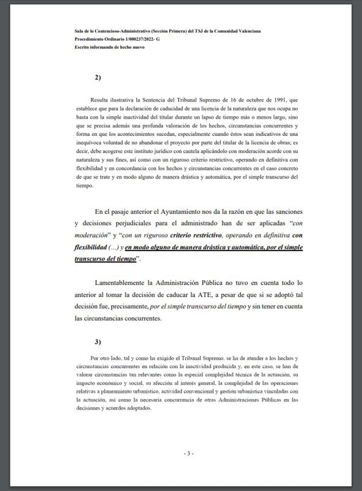 EL ESCRITO DEL VALENCIA CF PRESENTADO AL TSJCV ESTE MIÉRCOLES