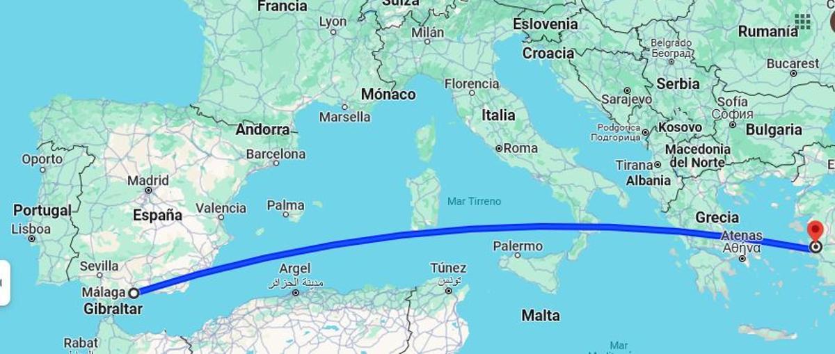 De Málaga a Esmirna hay casi 3.000 kilómetros, pero sin vuelo directo.