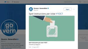 El Govern ha fet públic a través de Twitter un anunci amb les instruccions per poder votar al referèndum.
