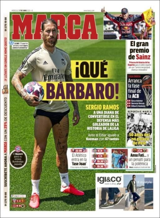 Portada MARCA  miércoles 17 junio 2020