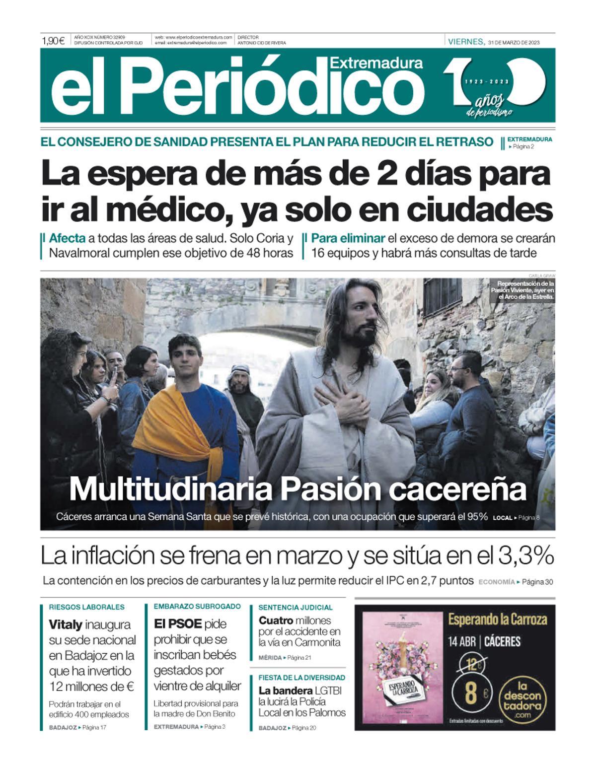 Consulta la portada correspondiente al día 31 de marzo de 2023