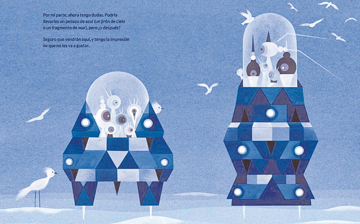 Una ilustración de 'Un azul para Marte'