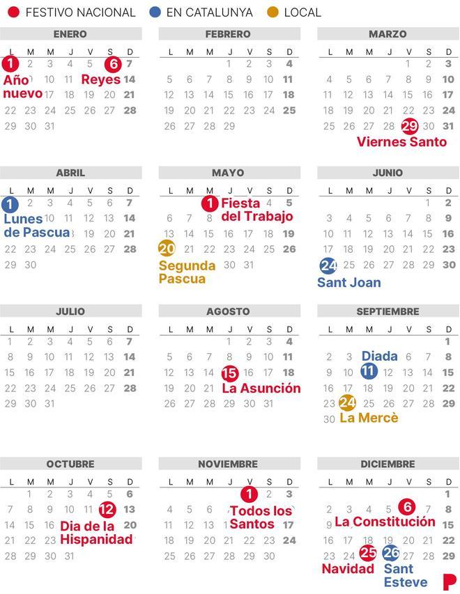 Calendario laboral de Barcelona del 2024 (con todos los festivos)
