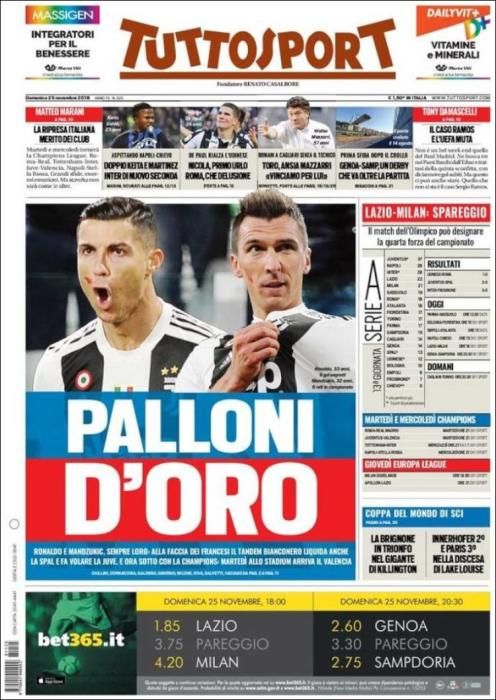 Portada TUTTOSPORT 25 noviembre 2018