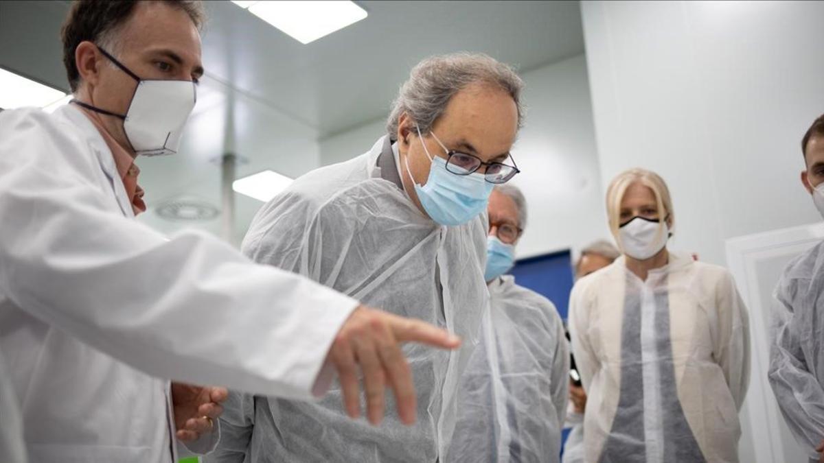 El presidente de la Generalitat, Quim Torra, durante la visita a Eurecat.