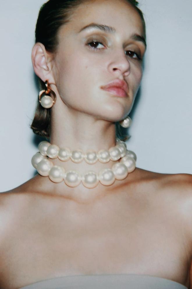 Collar de perlas doble detalle