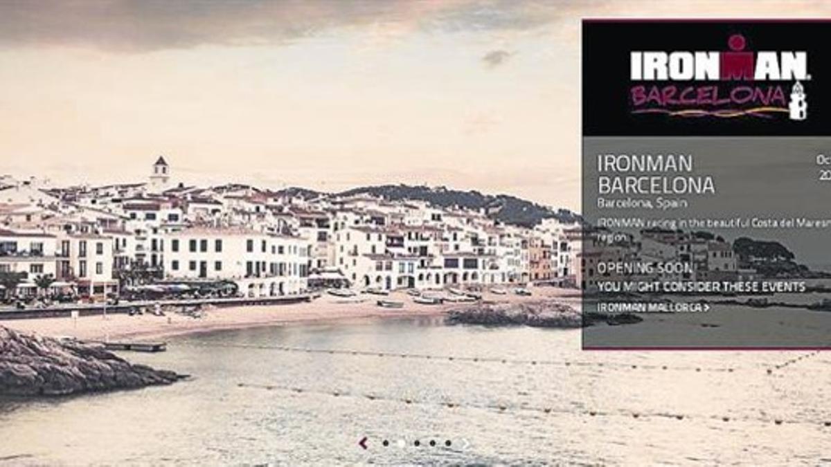 Despiste 8Web de Ironman que promocionaba una imagen de la Calella, del Baix Empordà, equivocada.