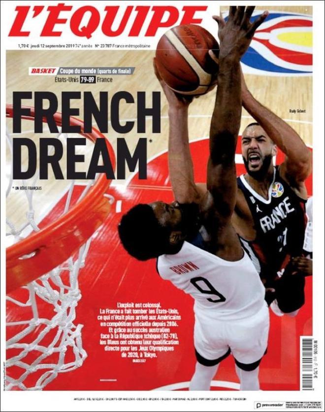 Esta es la portada de LEquipe de este 12 de septiembre