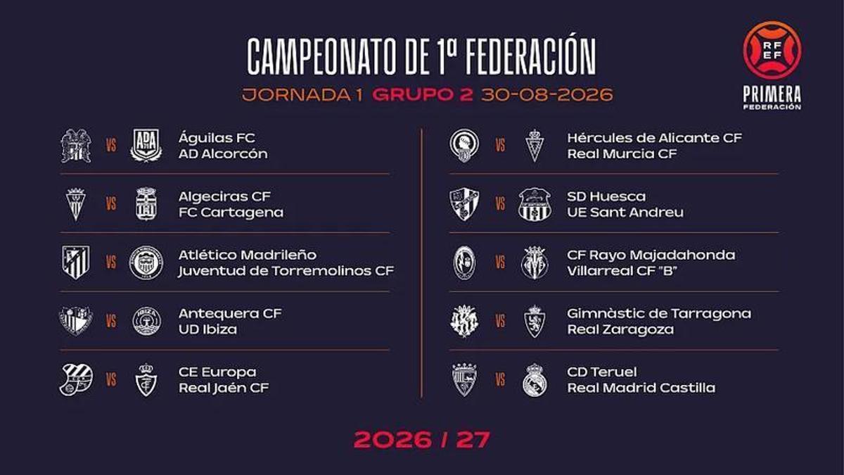 Primera jornada del grupo 2 de la Primera RFEF, al completo.