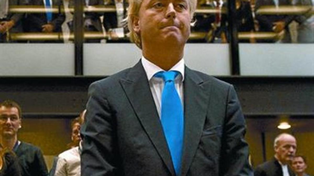 Geert Wilders, ayer, en el tribunal de Amsterdam donde se le juzga.