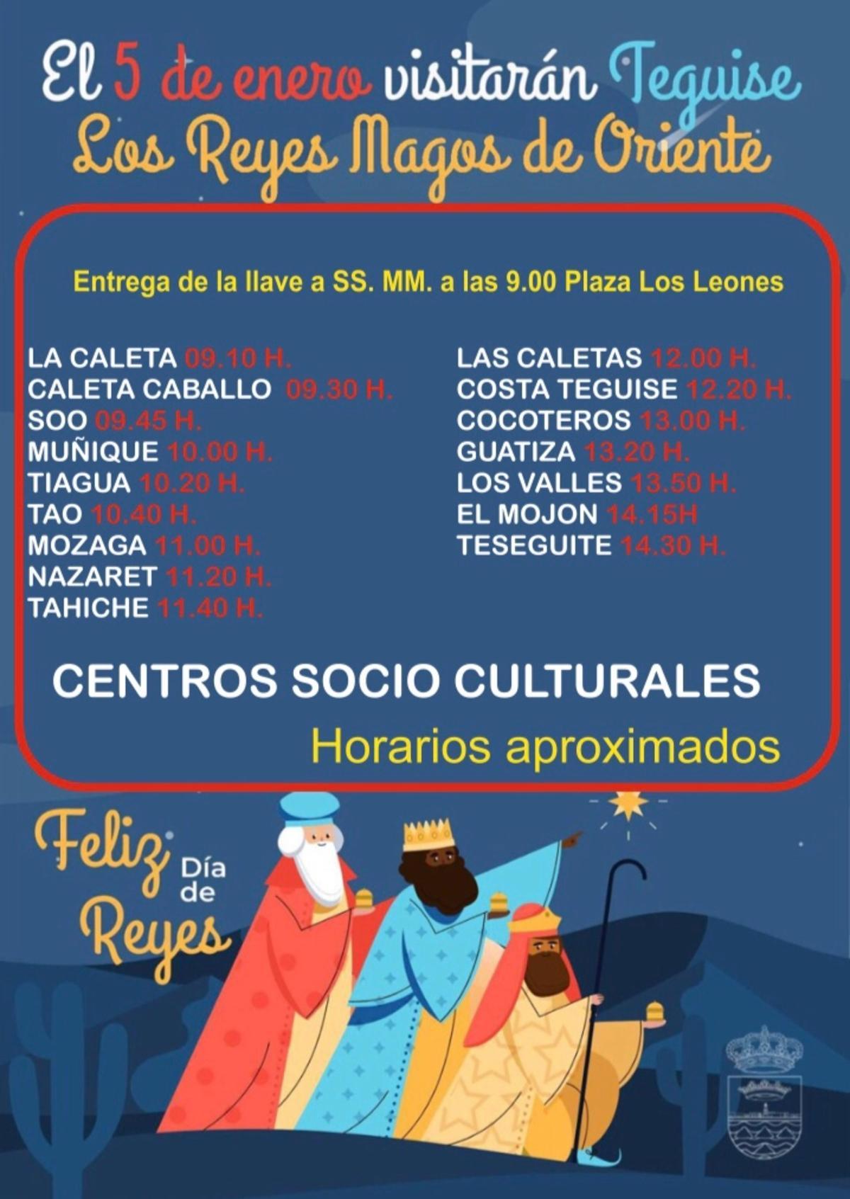 Ruta de los Reyes Magos de Oriente en los centros socioculturales del municipio de Teguise.