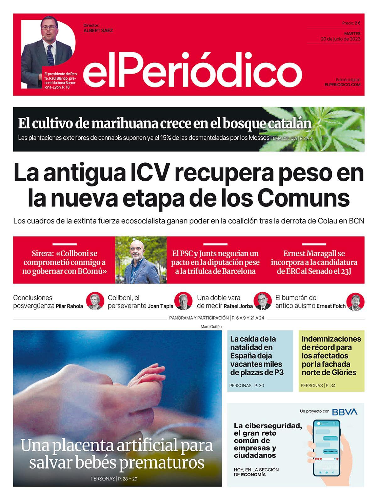 La portada d’EL PERIÓDICO del 20 de juny del 2023