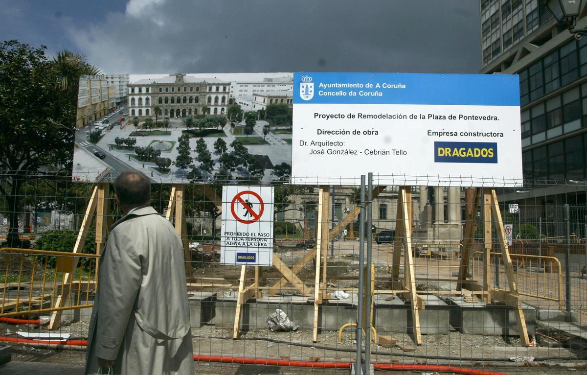 La obra de plaza de Pontevedra en 2008
