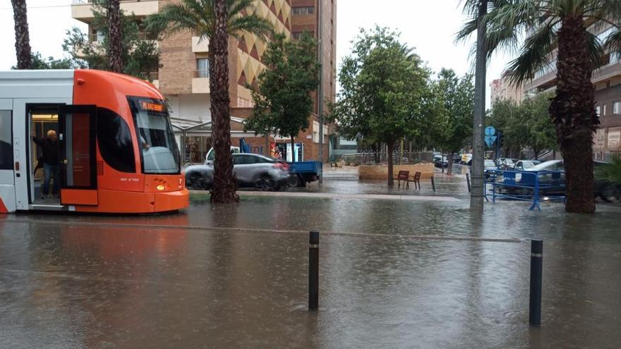 Cortada la L5 del TRAM de Alicante debido a inundaciones en la vía