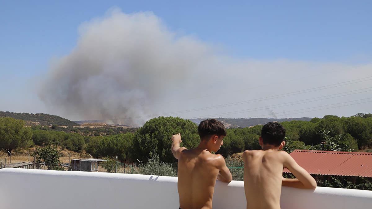 El fuerte viento impide de momento estabilizar el incendio forestal de Cerro Muriano