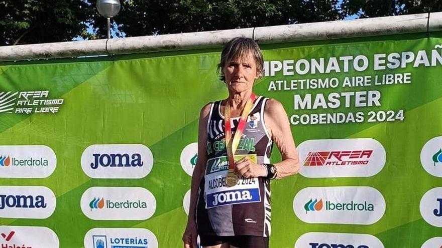 Una riosellana, triple oro en el Nacional de atletismo máster al aire libre