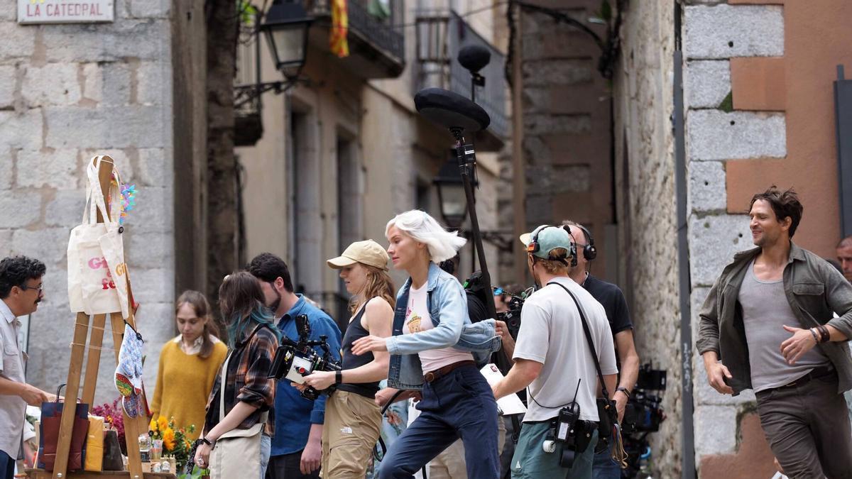 Una imagen del primer día de rodaje de 'Tomb Raider' en Girona